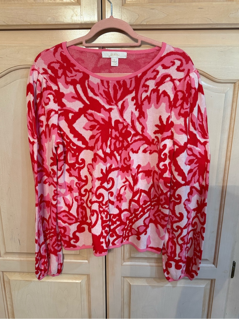 Lilly Pulitzer Pink and Red Floral Long Sleeve Sweater